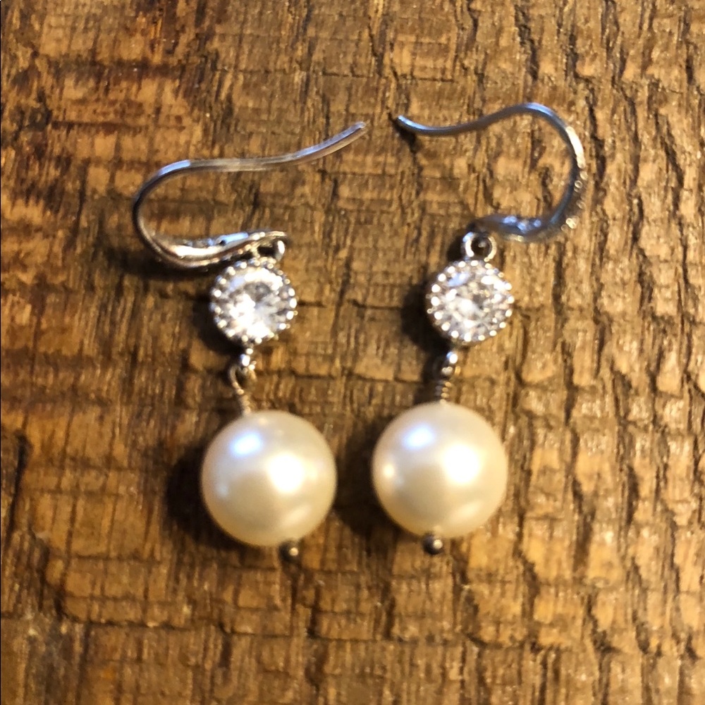 Pearl and Cubic Zirconia Earrings